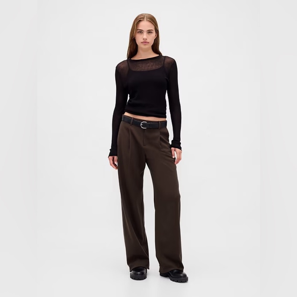NWT! GAP Terra Brown Twill 365 Low Rise Brushed Twill Pleated Trousers #828896 🩷